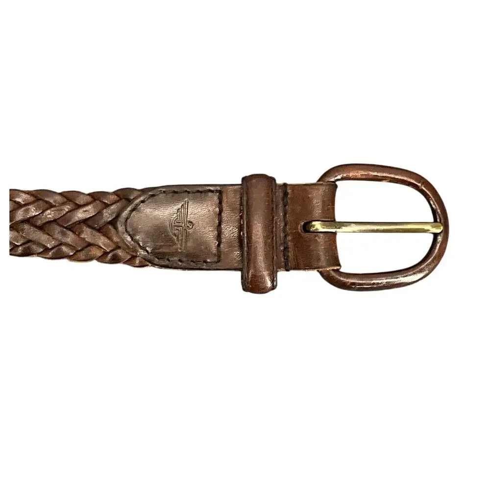 Vintage Dockers Brown Braided Leather Adjustable Belt 41”-45”